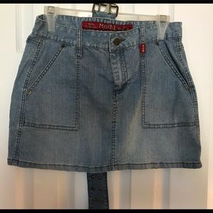 Miss denim mini skirt.